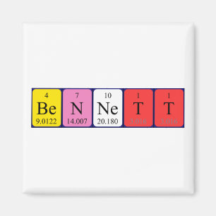 Imán de nombres de tabla periódica de Bennett
