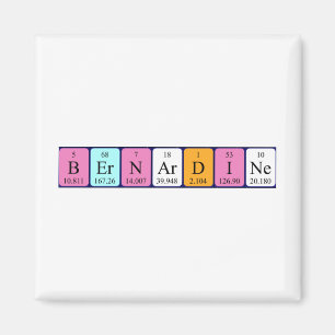 imán de nombres de tabla periódica de Bernardine