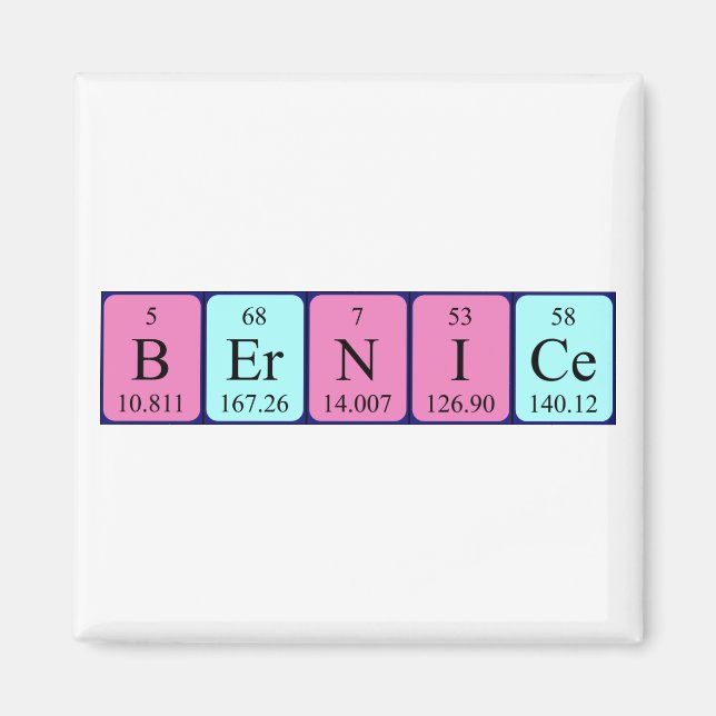 imán de nombres de tabla periódica de Bernice (Frente)