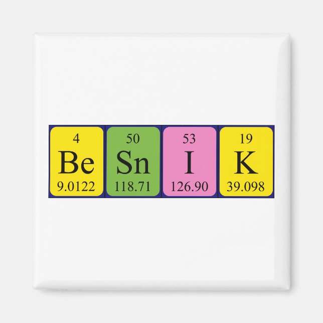 imán de nombres de tabla periódica de Besnik (Frente)