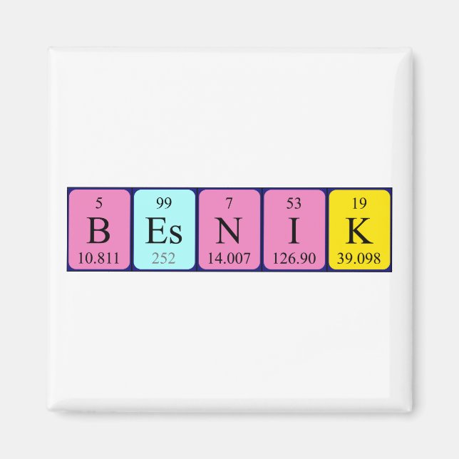 imán de nombres de tabla periódica de Besnik (Frente)