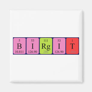 Imán de nombres de tabla periódica de Birgit