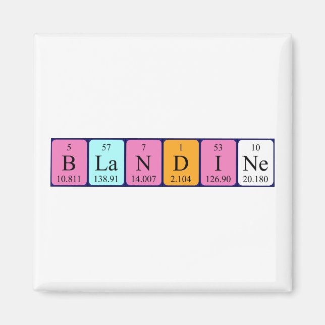 Imán de nombres de tabla periódica de Blandine (Frente)