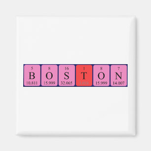 imán de nombres de tabla periódica de Boston