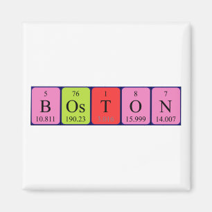 imán de nombres de tabla periódica de Boston