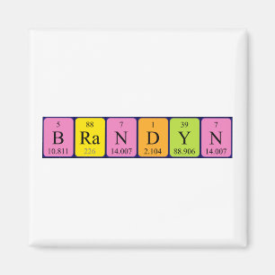 Imán de nombres de tabla periódica de Brandyn