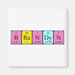Imán de nombres de tabla periódica de Brandyn