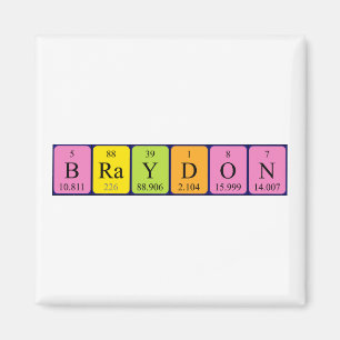 imán de nombres de tabla periódica de Braydon