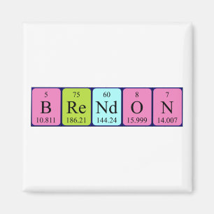 Imán de nombres de tabla periódica de Brendon