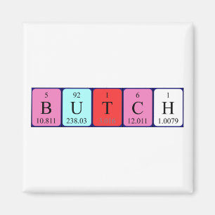 Imán de nombres de tabla periódica de Butch