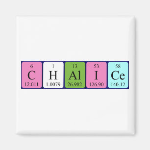 Imán de nombres de tabla periódica de cáliz