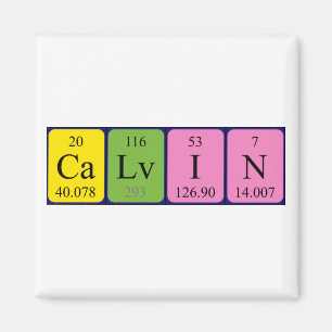 Imán de nombres de tabla periódica de Calvin