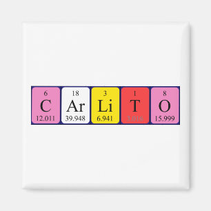 Imán de nombres de tabla periódica de carlito