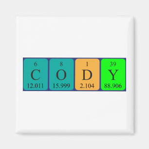 Imán de nombres de tabla periódica de Cody
