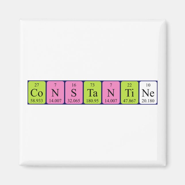 Imán de nombres de tabla periódica de Constantina (Frente)