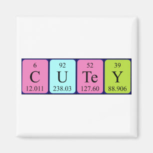 Imán de nombres de tabla periódica de corte