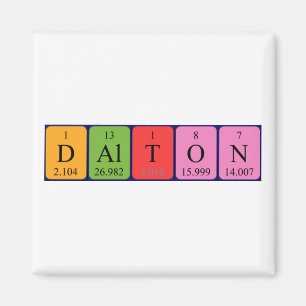 Imán de nombres de tabla periódica de Dalton