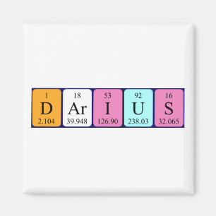 Imán de nombres de tabla periódica de Darius