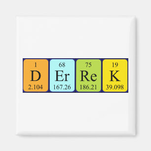 Imán de nombres de tabla periódica de Derrek