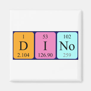 Imán de nombres de tabla periódica de Dino