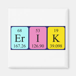 Imán de nombres de tabla periódica de Erik
