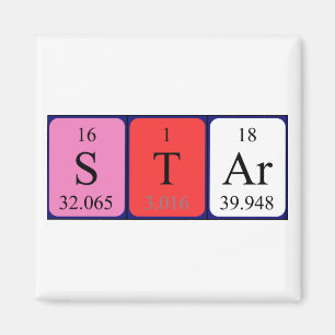 Imán de nombres de tabla periódica de estrella