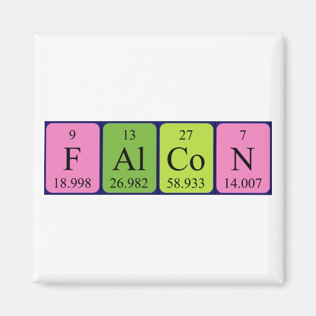 Imán de nombres de tabla periódica de Falcon (Frente)