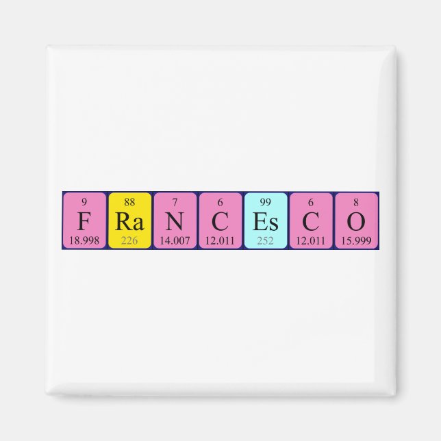 Imán de nombres de tabla periódica de Francesco (Frente)