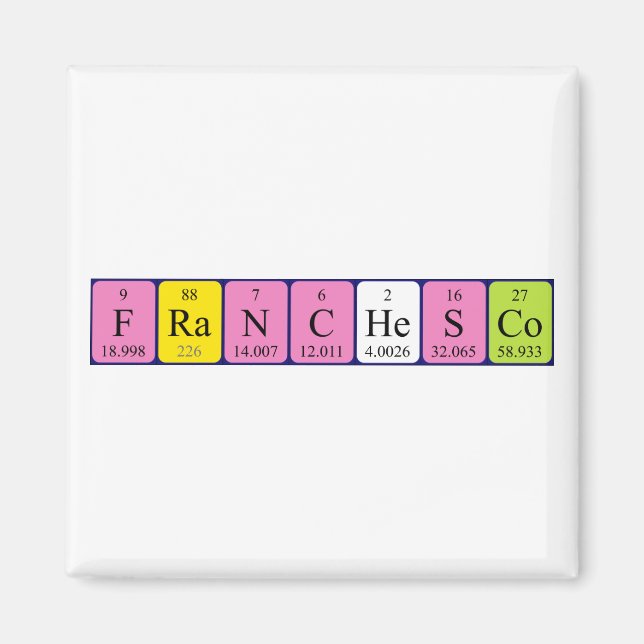 Imán de nombres de tabla periódica de Franchesco (Frente)