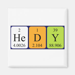 Imán de nombres de tabla periódica de Hedy