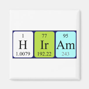 Imán de nombres de tabla periódica de Hiram