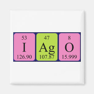 imán de nombres de tabla periódica de Iago