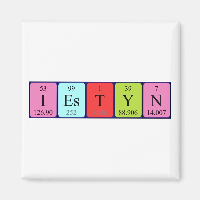 imán de nombres de tabla periódica de Iestyn (Frente)