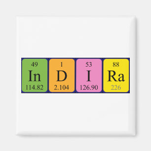 imán de nombres de tabla periódica de Indira
