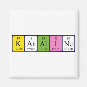 Imán de nombres de tabla periódica de Karaline