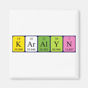 Imán de nombres de tabla periódica de Karalyn