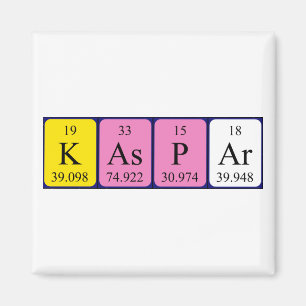 imán de nombres de tabla periódica de Kaspar