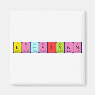 Imán de nombres de tabla periódica de Kierstynn