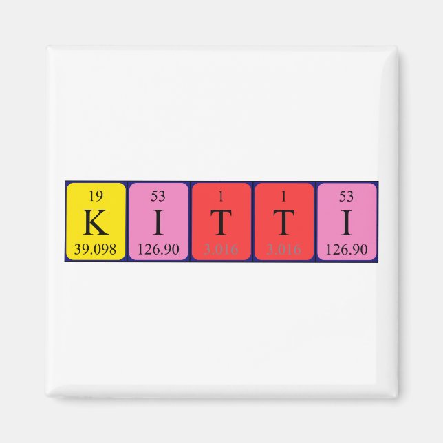 imán de nombres de tabla periódica de Kitti (Frente)