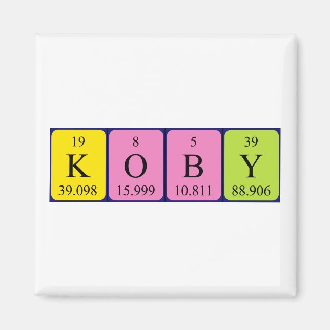 Imán de nombres de tabla periódica de Koby (Frente)