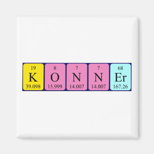 imán de nombres de tabla periódica de Konner