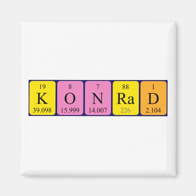 imán de nombres de tabla periódica de Konrad (Frente)
