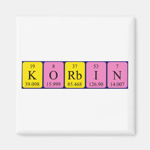 Imán de nombres de tabla periódica de Korbin