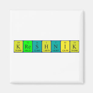 imán de nombres de tabla periódica de Kreshnik