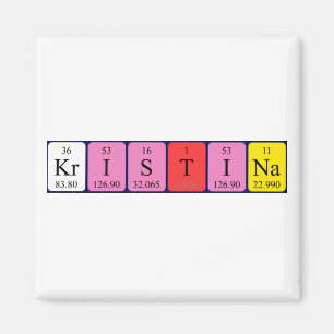 imán de nombres de tabla periódica de Kristina