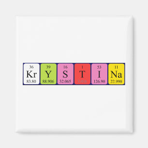 imán de nombres de tabla periódica de Krystina