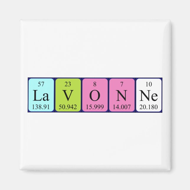 imán de nombres de tabla periódica de Lavonne (Frente)