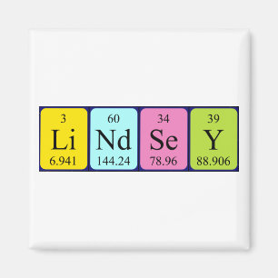 imán de nombres de tabla periódica de Lindsey