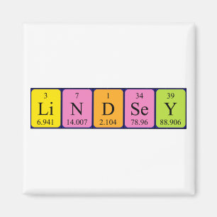 imán de nombres de tabla periódica de Lindsey