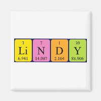 Imán de nombres de tabla periódica de Lindy